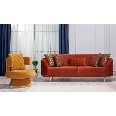 Ensemble de Canapé Bendis - Orange - Jaune 3+1