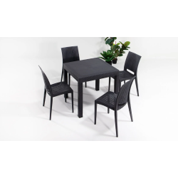 Ensemble de Table en Rotin + 4 Chaise