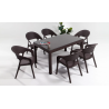 Table en Rotin + Verre Jardin + 6 Chaise
