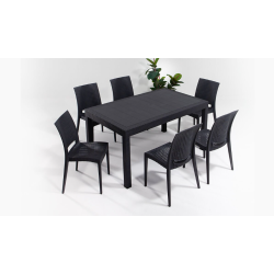 Table en Rotin + 6 Chaise