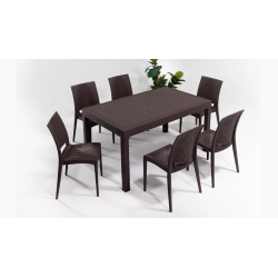 Table en Rotin + 6 Chaise