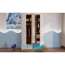 Hera Lot pour Enfant: 1 Tête de Lit + 1 Bureau + 1 Armoire